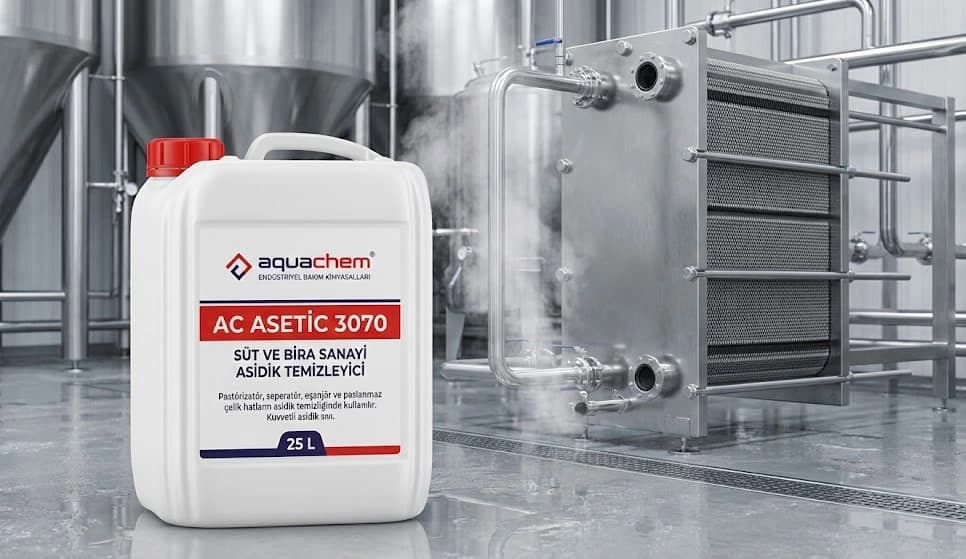 AC ASETİC 3070 SÜT VE BİRA SANAYİNDE EŞANJÖRLERDE KULLANILAN İNORGANİK ASİTLERİN KARIŞIMINDAN OLUŞAN KUVVETLİ ASİDİK SIVI TEMİZLİK MADDESİ - Görsel 1